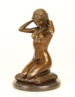 Elegant Bronze Sculpture Kneeling Woman Figurine Classic Art Decor Paul Ponsard