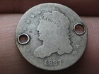 1837 Capped Bust Silver Half Dime 5 Cent Piece- Large 5c  About Good Details