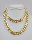Real 14k Yellow Gold Necklace Miami Cuban Link Chain 22  9mm Men s Ultra Hollow