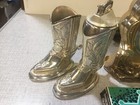 Vintage Cowboy Tabletop Clock  Pistol Lighter  Spur Ashtray  Boots W lighter 