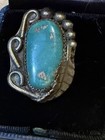 Vintage Navajo Br Sterling Turquoise Ring Handmade Southwestern Jewelry Size 6