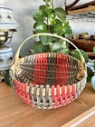 Vintage Handmade Amish Woven Buttocks Egg Gathering Basket Signed And Dated 1994
