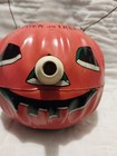 Vntg Halloween Tin Jack-o-lantern Pumpkin Us Metal Toy Mfg   Witch Ghost House