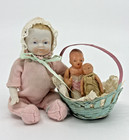 Vintage Miniature 5  Jointed Bisque Doll Japan   2  Plastic Baby Toys Basket