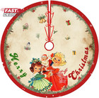 Vintage Christmas Tree Skirt Christmas Decorations - Red Vintage Style Xmas Tree