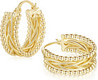 14k Solid Premium Gold Chunky Hoop Earrings     Chic   Bold 23 3mm X 9mm Luxury Gi