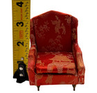 Vintage Dollhouse Miniature Furniture Red Salon Wing Chair Petite Princess 1 12