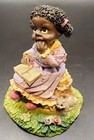 Vtg African American Black Americana Girl Reading A Book Figurine Statue Small  