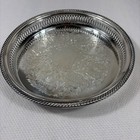 Vintage Irvinware Silver Plate Intricate Patterned Tray With Braided Border 10   