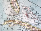 1930 Vintage Map West Indies Caribbean Florida Mexico Bahamas Puerto Rico Cuba