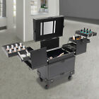 Rolling Makeup Train Case Beauty Salon Trolley Cosmetic Organizer Box Black