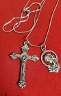 Stainless Steel Catholic Crucifix Cross Pendant And Medal With 20 chian  Italy 