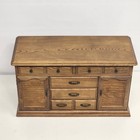 Prestige Wood Jewelry Box Cabinet 11 Drawer Louvered Doors Felt Lined 17  Vtg