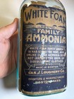 Antique White Foam Brand Family Ammonia Bottle Labeled Jas J  Loughery Co Boston