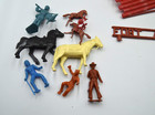 Marx Fort Apache Playset Pieces Building Walls Figures  Horses Flag Vintage