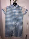 Vintage Baby Boy Blue Gingham Romper Suit Easter Red Bunny Rabbit 12 Month Cute 