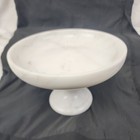Vintage Italian White Marble Pedestal Bowl  Compote Centerpiece Bowl 10 