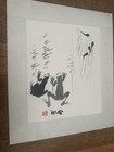 Qi Biashi - Flying Frogs  circa 1910  Chinese Watercolor Print Antique Tadpoles