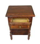 Mid Century Walnut Finish Wood Nightstand Side Table With Drawer And Shelf