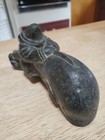 Vintage Edmund Wolf Sculptures Canada Carved Stone Eskimo inuit Riding Whale 