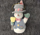 Flocked Mr    Mrs  Snowman Christmas Ornaments Red Bird Vintage Lot Of 2