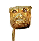 Vintage Bulldog Dog Victorian Antique Gold Plated Stickpin Mine Chip