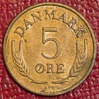 High Grade Au  1972 Denmark 5 Ore Coin-jul282