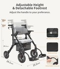 Used 2-in-1 Rollator   Transport Chair - Lightweight Foldable - Black