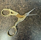 Vintage Crane Stork Bird Sewing Embroidery Gold Tone Scissors Marked Italy 3 5   