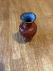 Chinese Red Cinnabar Hand Carved Lacquer Vase  With Brass And Blue Enamel