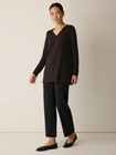 Womens Fine Stretch Jersey Knit V Neck Long Sleeve Tunic Top Casual Shirt