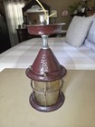 Antique 1920s Tudor Copper Porch Light Witches Hat Gothic Sconce Amber Glass 11   