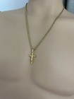 Real Solid Cross Pendant18k Gold Plated Sterling Silver Jesus Christ Necklace