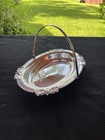 England Silverplate Oval Basket Serving Tray With Swing Handle Vintage Style