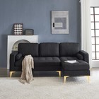 L-shape Sectional Sofa Linen Fabric Sofa Couch Living Room Futon Couch