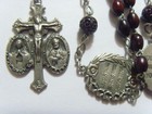 Antiqu Catholic Religious Faith Rosary Roses Of Joy Wood Beads Holy Family 51629