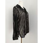 Y2k Black Sheer Animal Print Mesh Button Down Blouse Edgy Goth Grunge  12p 