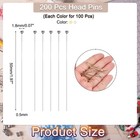 200pcs Plated Ball Head Pins 50mm 24 Gauge Silver And Gold