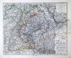 1845 Stieler Map Rhein River Rheinland Germany Frankfurt Strassburg Black Forest