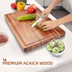  Wooden Chopping Board Large Acacia Wood Cutting Board With Juice Groove 3 Sizes
