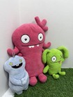 Ugly Dolls Lot Of 3 Hasbro 2019 Plush Pink Moxie  Ox Green Monster  Blue Babo