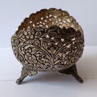 Antique Repousse Silver Footed Bowl Floral Open Salt Cellar Dish 68 5g 