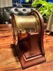 Chelsea Ships Bell Clock With Hinged Bezel  Brass Finish And Mahogany Base  4 5   