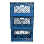 24qt Plastic Heavy-duty Milk Crate  Blue 3 Pack