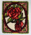 Vintage Rose Handmade Latch Hook Rug Hanging Wall Tapestry Stained Glass Window
