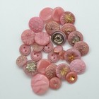 Lot Of 25 Vintage Pink Czech Glass Buttons In Various Sizes And Styles