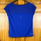 Nike Dri-fit Xs Women Royal Blue Mesh Yoke Cap Sleeve Running Workout Top