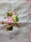 Vintage 1920 s-1940 s White Silk Hand Full Embroidered Handkerchief 13  X 13 