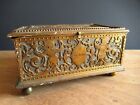 Antique Ornate French Empire Neoclassical Ormolu Bronze Jewellery Casket Box