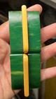 Vintage 1930   s Art Deco Marbled Green Butterscotch Bakelite Chunky Dress Buckle